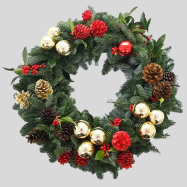 Golden Glow Christmas Wreath availble for delivery in Dubai